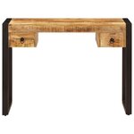 Bureau table meuble travail informatique avec 2 tiroirs 110 cm bois solide de manguier 0502080