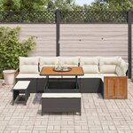 vidaXL Ensemble de canapé de jardin avec coussin 9 Pièces Noir et Crème