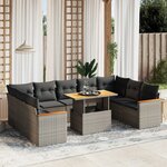vidaXL Salon de jardin avec coussins 10 Pièces gris résine tressée