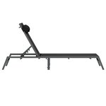 vidaXL Chaise Longue Noire Acier  Textilène Simple Accoudoirs réglables