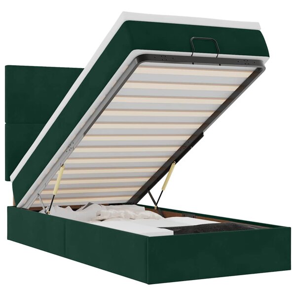 vidaXL Cadre de lit ottoman avec matelas vert foncé 80x200 cm velours