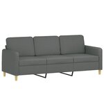 vidaXL Ensemble de canapés 3 Pièces avec coussins Gris foncé Tissu