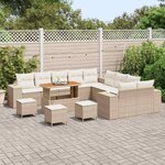 vidaXL Ensemble de canapé de jardin 14 Pièces Beige polyrotin
