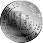 Monnaie WRIGHT BROTHERS 1/500 Oz Platine 25$ Liberia 2026 (PRÉCOMMANDE)