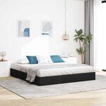 vidaXL Lit de Rangement avec tête de lit Noir 180 x 200 cm tissu