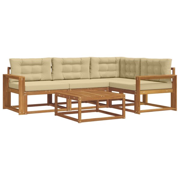 vidaXL Ensemble de canapés d'extérieur 5 Pièces Naturel et Beige