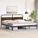 vidaXL Cadre de lit en métal sans matelas chêne fumé 183x213 cm