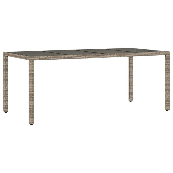 vidaXL Table de jardin dessus en verre Gris 190x90x75cm Résine tressée