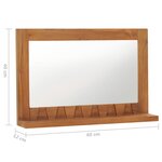 vidaXL Miroir mural avec étagère 60x12x40 cm Bois de teck massif