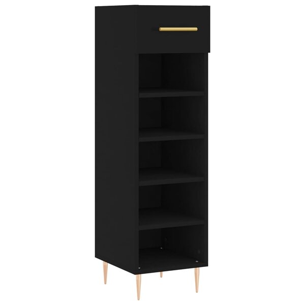 vidaXL Armoire à chaussures noir 30x35x105 cm bois d'ingénierie