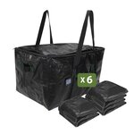 Pack and Move - Lot 6 Sacs Rangement Recylé - 55 x 35 x 30 cm - Poignées solides - Déménagement et Transport - Ultra Résistant - Réutilisable - 55L