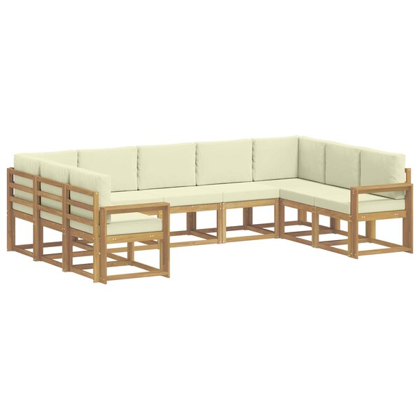 vidaXL Ensemble de canapés d'extérieur 9 Pièces Blanc et crème