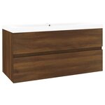 vidaXL Meuble lavabo avec bassin intégré Chêne brun Bois d'ingénierie