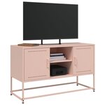 vidaXL Meuble TV rose 100 5x39x60 5 cm acier