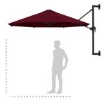 Vidaxl parasol mural avec mât en métal 300 cm bordeaux