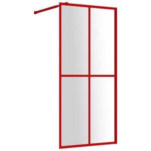 vidaXL Paroi de douche avec verre ESG transparent rouge 100x195 cm