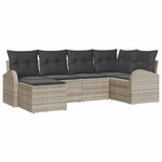 vidaXL Ensemble de canapé de jardin 6 Pièces Gris clair Poly rotin