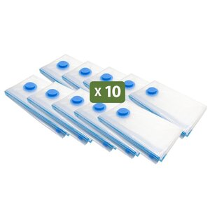 Pack and Move - Lot 10 Housses Rangement Sous Vide - Taille XL 70 x 100 cm - Sac de Compression - Couettes Oreillers - Gros Format - Fermeture Zip