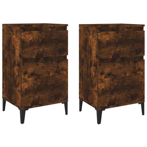 vidaXL Tables de chevet 2 Pièces chêne fumé 40x35x70 cm