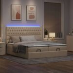 VidaXL Cadre de lit ottoman avec matelas crème 200x200cm tissu