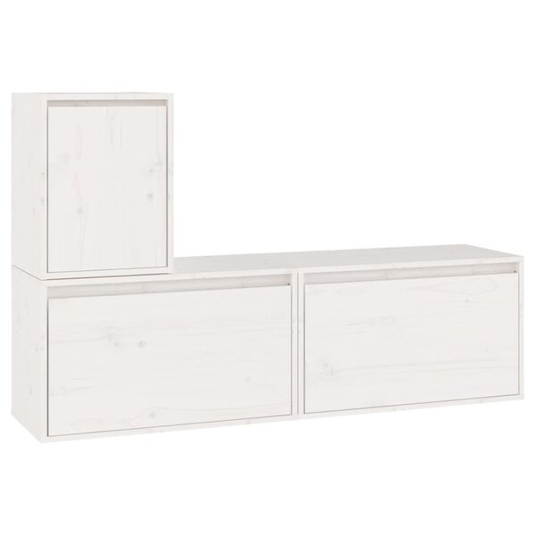 vidaXL Meubles TV 3 Pièces Blanc Bois massif de pin