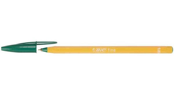 Stylo à bille orange  couleur d'encre verte BIC