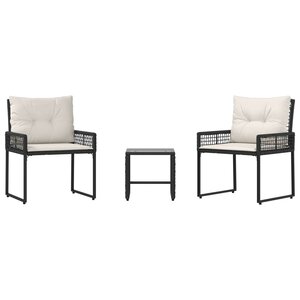 vidaXL Ensemble de meubles d'extérieur 3 Pièces Noir et Blanc