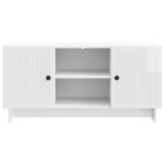 vidaXL Meuble TV 102 x 34 5 x 50 cm Blanc brillant Bois d'ingénierie