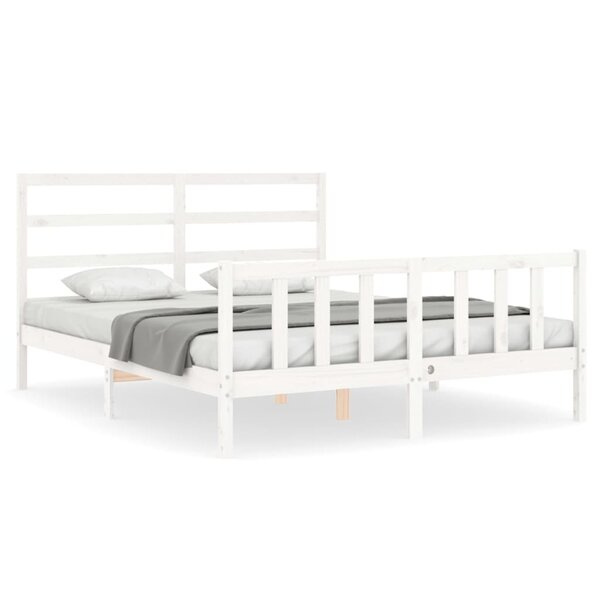 vidaXL Cadre de lit sans matelas blanc 160x200 cm bois de pin massif
