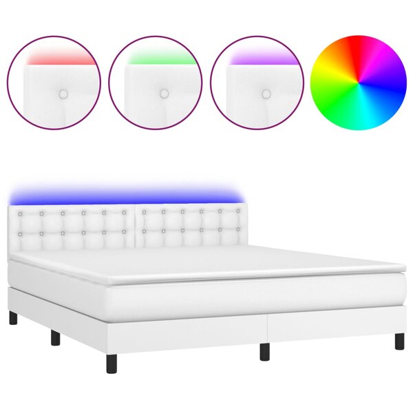 vidaXL Sommier à lattes de lit avec matelas et LED Blanc 160x200 cm