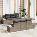 vidaXL Ensemble de canapé de jardin avec coussin 7 Pièces Gris Poly rotin