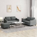 vidaXL Ensemble de canapés 3 Pièces avec coussins Gris foncé Tissu