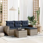 vidaXL Salon de jardin 5 Pièces avec coussins gris résine tressée