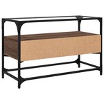 vidaXL Meuble TV avec dessus en verre chêne marron bois d'ingénierie