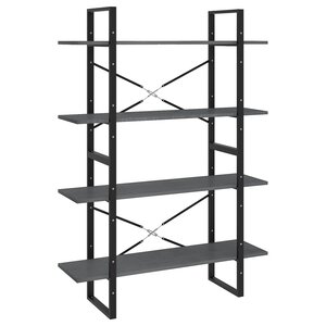vidaXL Bibliothèque à 4 niveaux Gris 100x30x140 cm Bois de pin massif