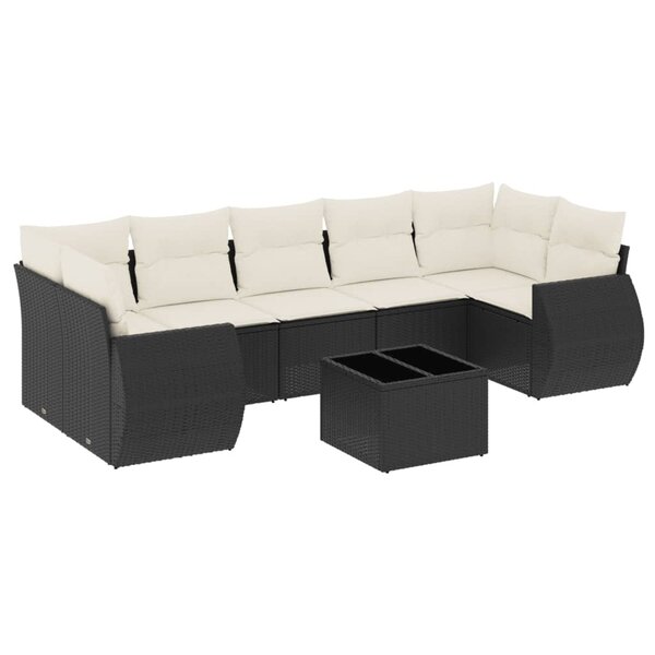 vidaXL Salon de jardin 8 Pièces avec coussins noir résine tressée