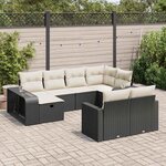 vidaXL Salon de jardin 10 Pièces avec coussins noir résine tressée