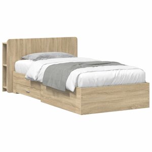 vidaXL Cadre de lit avec rangement Chêne Sonoma 100 x 200 cm