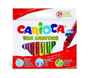 Carioca Maxi Pack de 24 Crayons - Couleurs Vives - Lavables - Corps Ø 12 mm - Couleurs Diverses