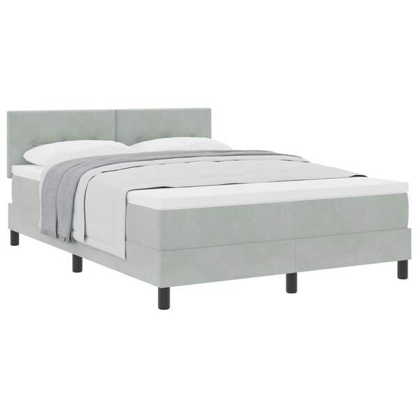 lit à ressort vidaXL avec matelas gris clair 160x200 cm en velours