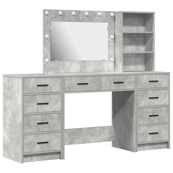 vidaXL Table de Toilette 3 Pièces Gris béton Bois d'ingénierie