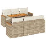 vidaXL Salon de jardin avec coussins 7 Pièces beige résine tressée acacia
