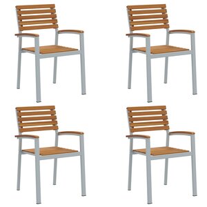 vidaXL Ensemble de 4 chaises de jardin en Gris Bois Acacia et Acier