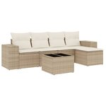 vidaXL Salon de jardin avec coussins 6 Pièces beige résine tressée