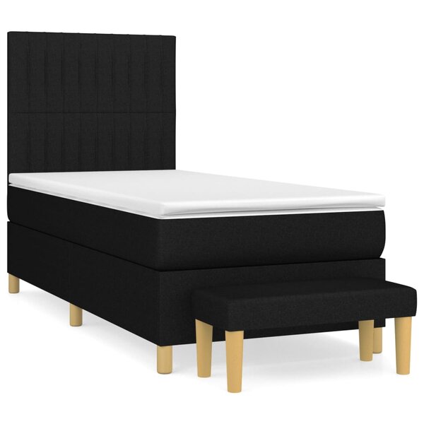 vidaXL Sommier à lattes de lit avec matelas Noir 90x190 cm Tissu