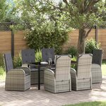 vidaXL Ensemble de salle à manger pour jardin 7 Pièces Gris polyrotin