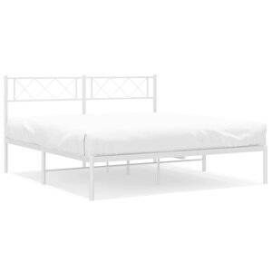 vidaXL Cadre de lit métal sans matelas et tête de lit blanc 120x200 cm