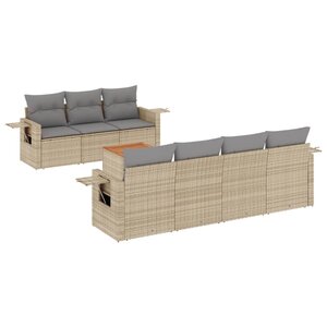 vidaXL Salon de jardin avec coussins 8Pièces mélange beige résine tressée
