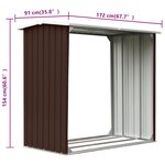 vidaXL Abri de stockage de bois Acier galvanisé 172x91x154 cm Marron