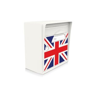 Boîte aux lettres compacte blanche – "Union jack" – fabriquée en France – en résine – ne rouille pas – porte interchangeable